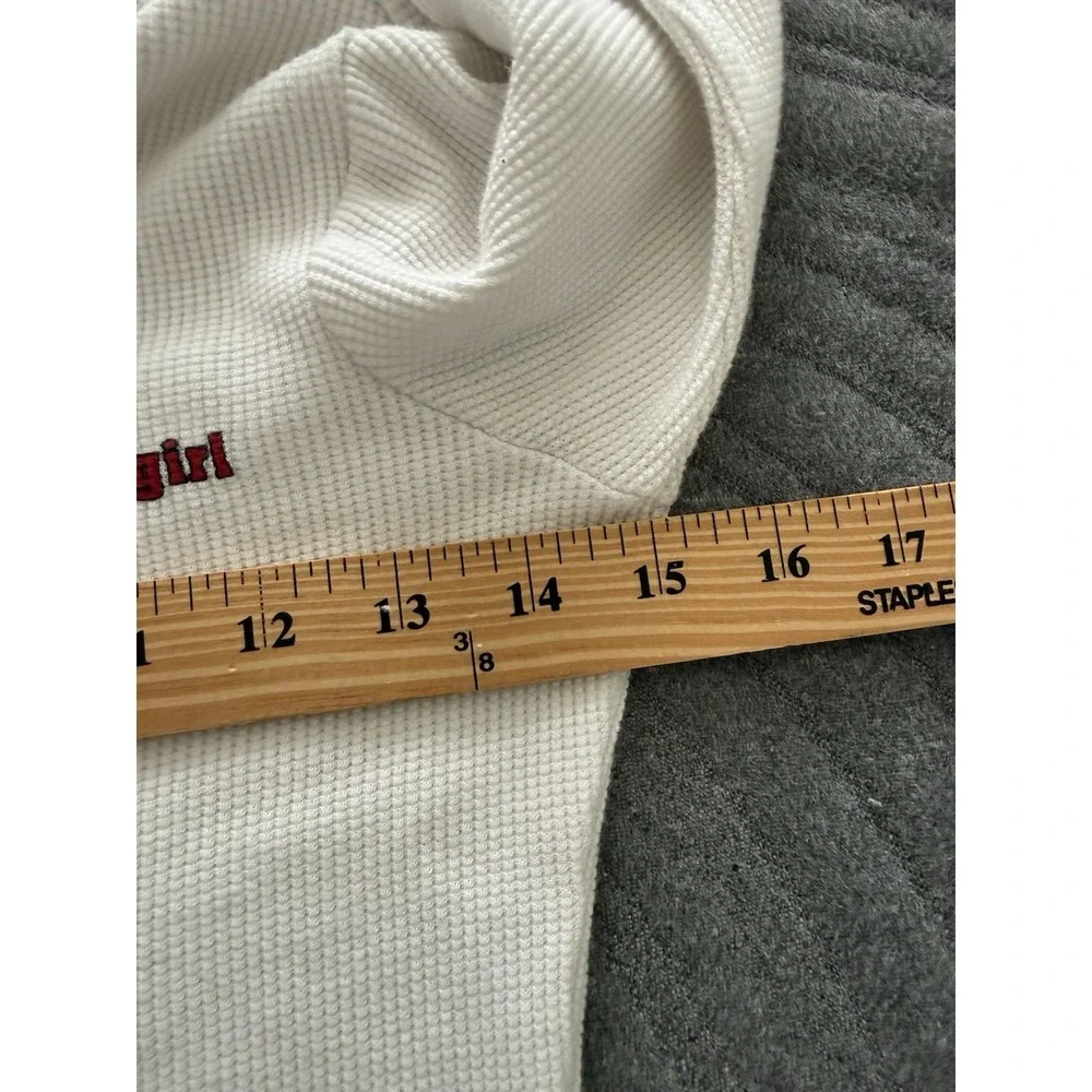 VTG Y2K Tommy Girl Hilfiger Full‎ Zip Sweater Hoodie Waffle Knit White Small